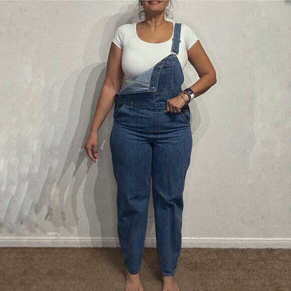 Levi's Blue Denim Straight Leg Overalls Sz M - Picture 1 of 13